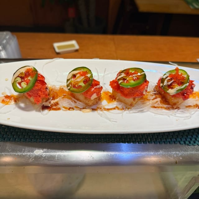 Crispy Rice (spicy Tuna Or Spicy Salmon Topping).